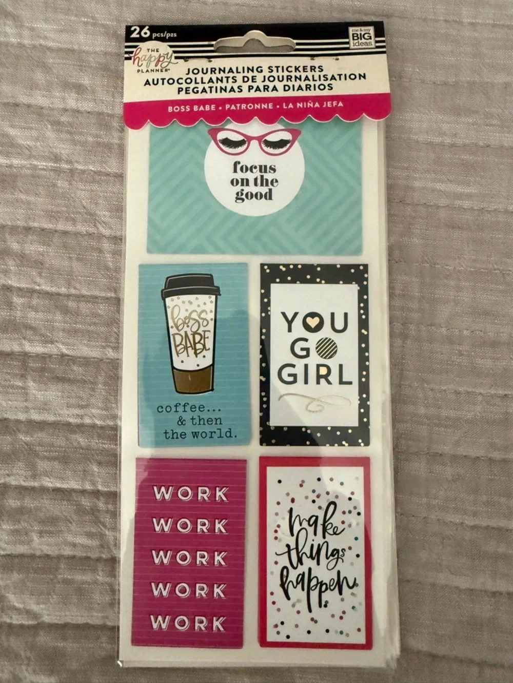 The Happy Planner Journaling Sticker Pack - Teal, Pink, Black, White